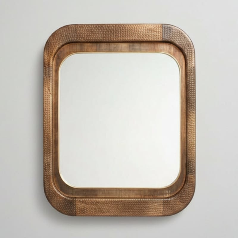 Mirror Bala Hammered Mango Wood Rectangle Mirror