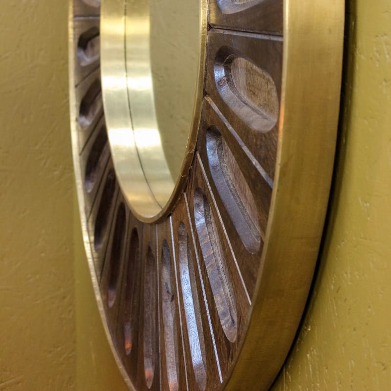 Mirror Minda Carved Oval Tile Mirror with Brass-Clad Edge