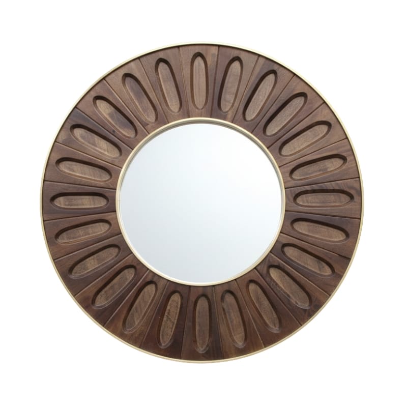 Mirror Minda Carved Oval Tile Mirror with Brass-Clad Edge