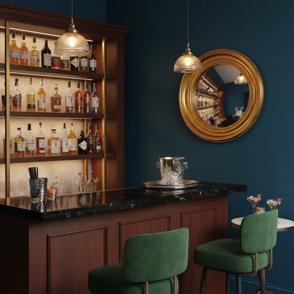 Mirror Round Antique Gold Medium Convex Mirror