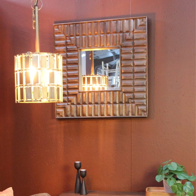 Mirror Sarana Wooden Square Tile Mirror