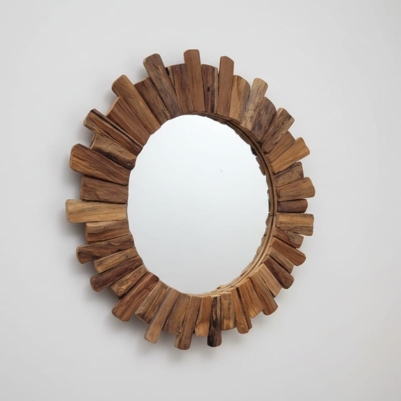 Mirror Teak Round Mirror – 80cm