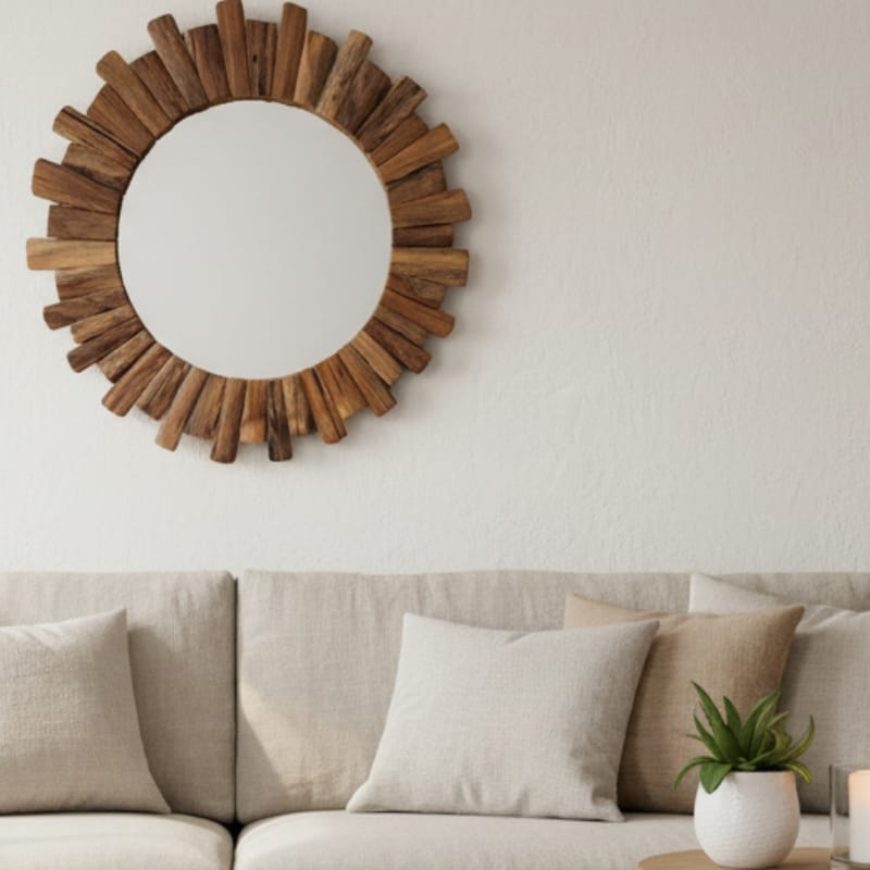 Mirror Teak Round Mirror – 80cm