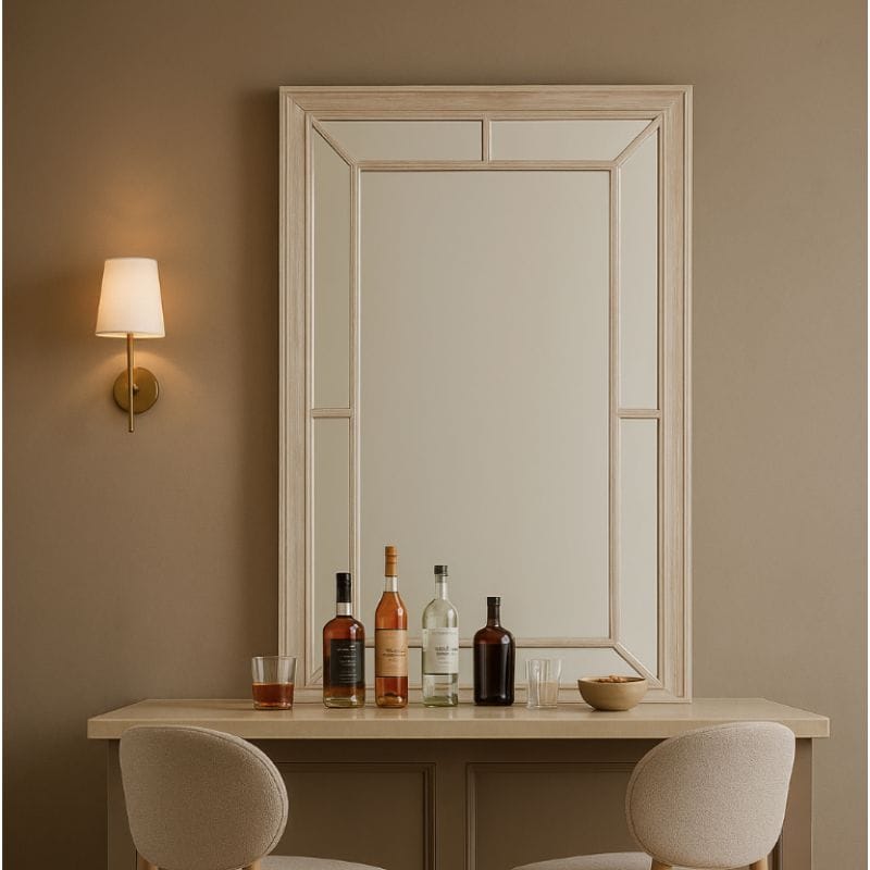 Mirror Washed Wood Framed Window Mirror