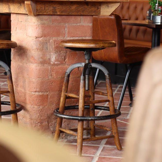 Old English Rustic Oak Bar Stools