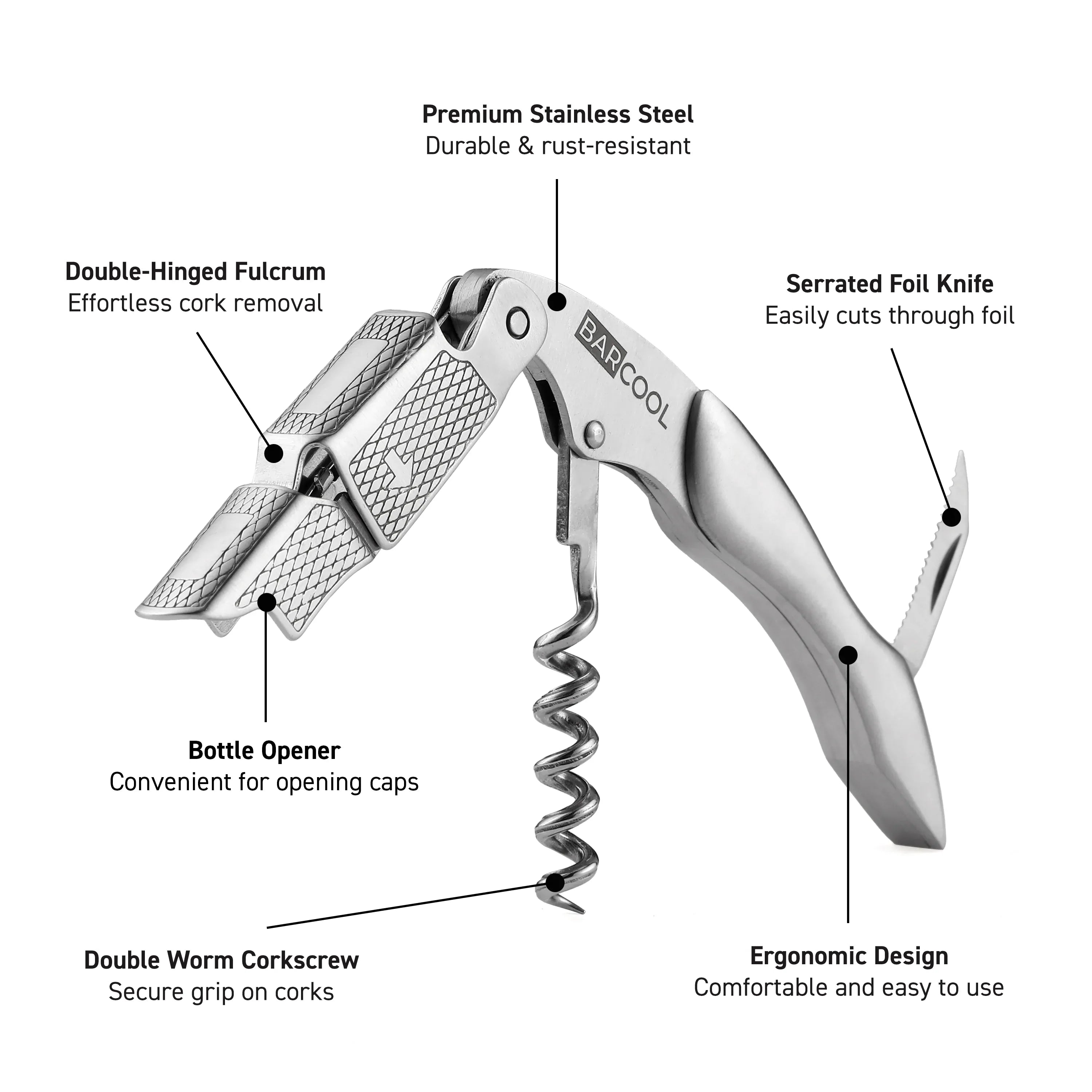 Opener Stainless Barcool Wine Opener Stainless Steel