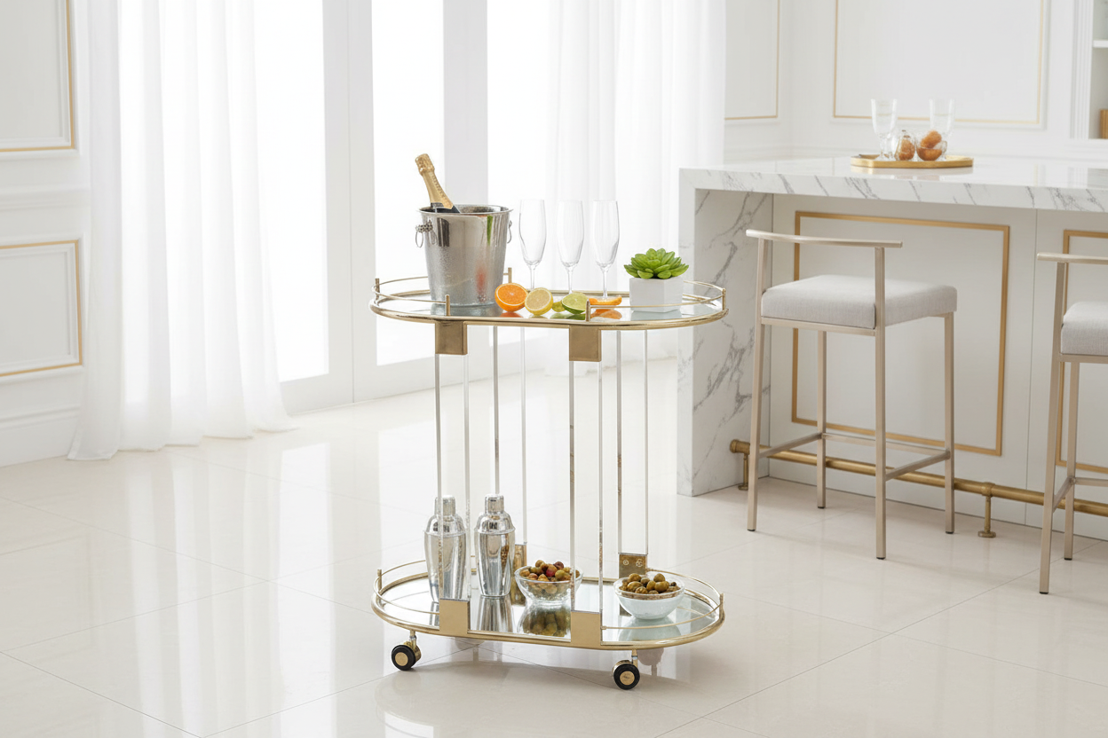 Oval Drinks Trolley – Bright Contemporary Home Bar