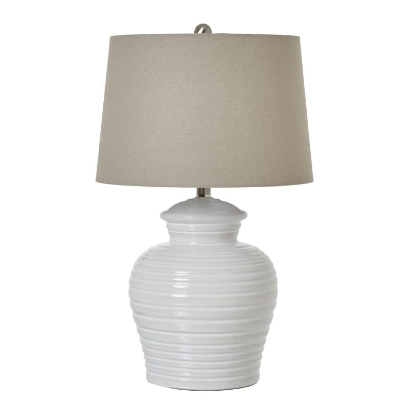Pot Lamp White Ceramic Pot Lamp With Linen Shade