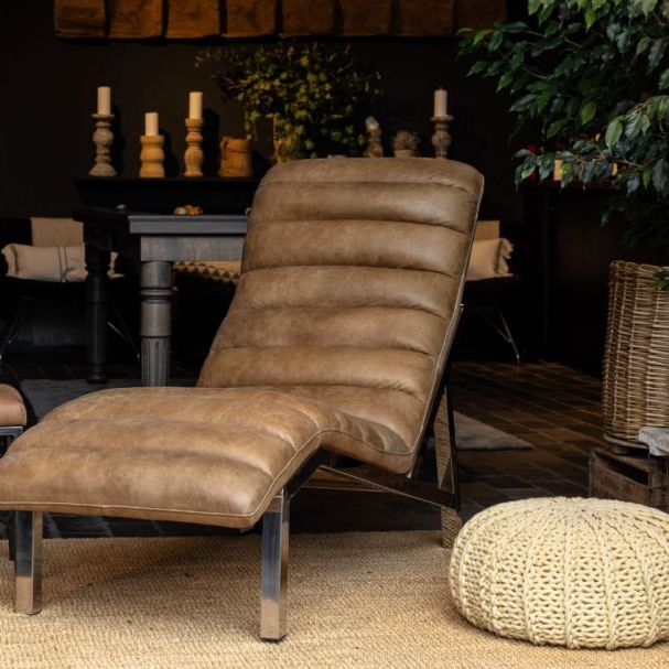 Tan Leather Chaise Longue