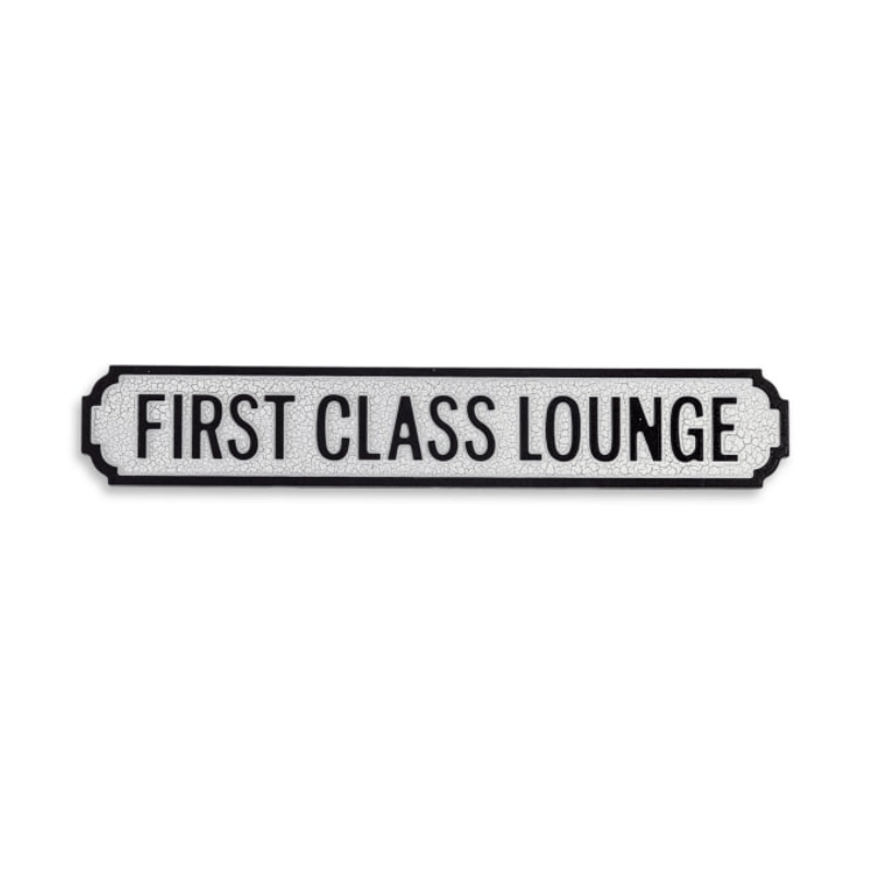 Road Sign Antiqued Wooden "First Class Lounge" Road Sign