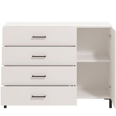 Meadow White 1 Door 4 Drawer Sideboard Storage Unit