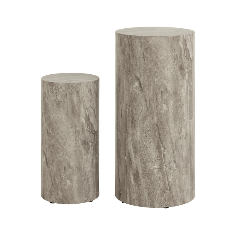 round pedestal Dice Round Pedestal Set in Grey Marble Finish