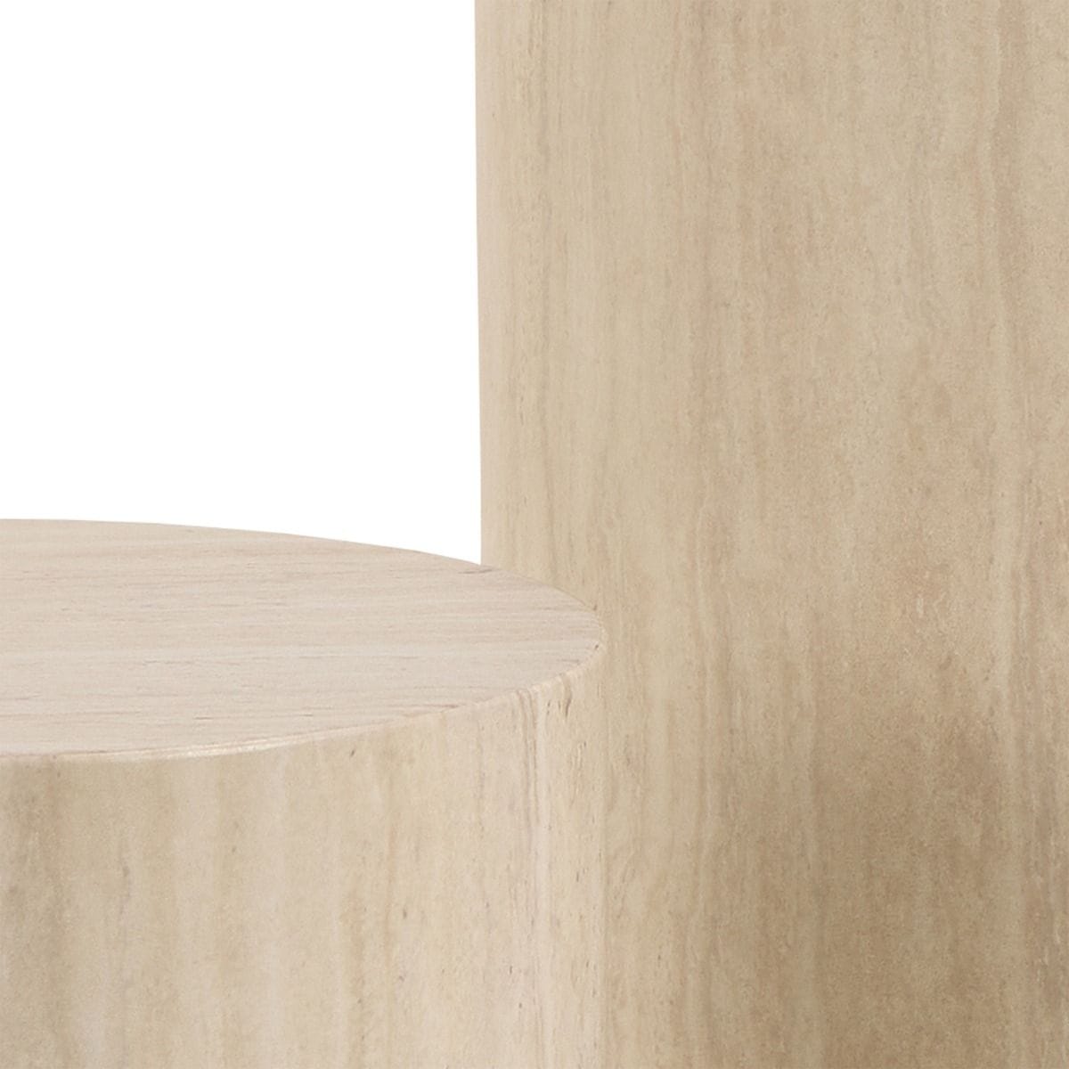 round pedestal Dice Round Pedestal Set in Travertine Finish Set of 2