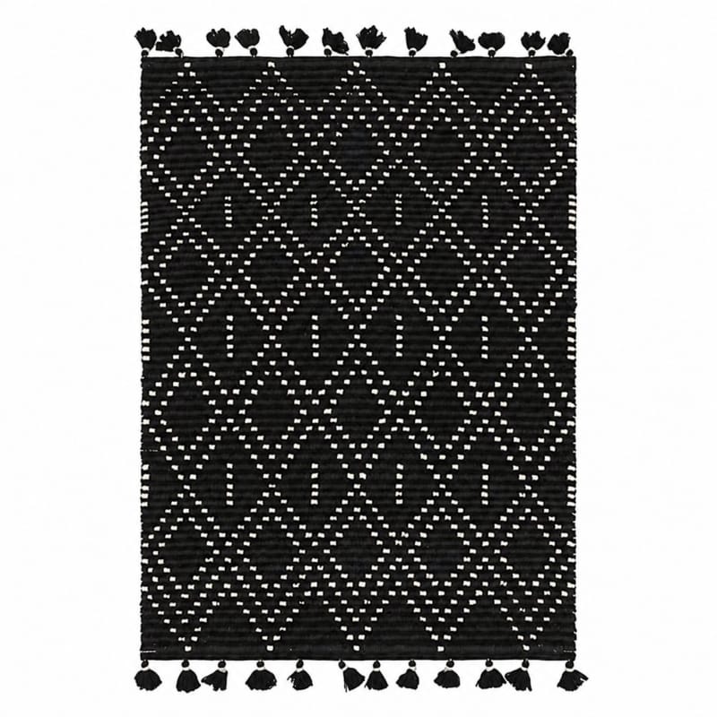 Rug 120cm x 170cm Nepal Black & Cream Diamond Rug