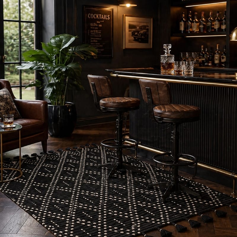 Rug Nepal Black & Cream Diamond Rug