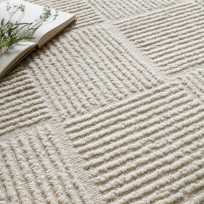 Rug Zennith Cream Bouclé Grid Rug