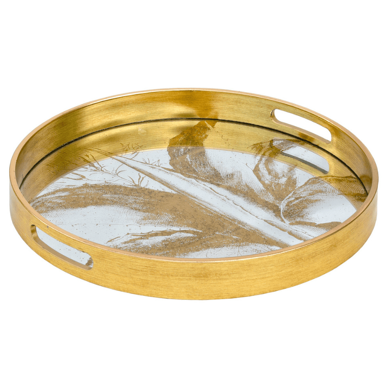 Serving Trays Circular Tray Set – Gold Leaf Design