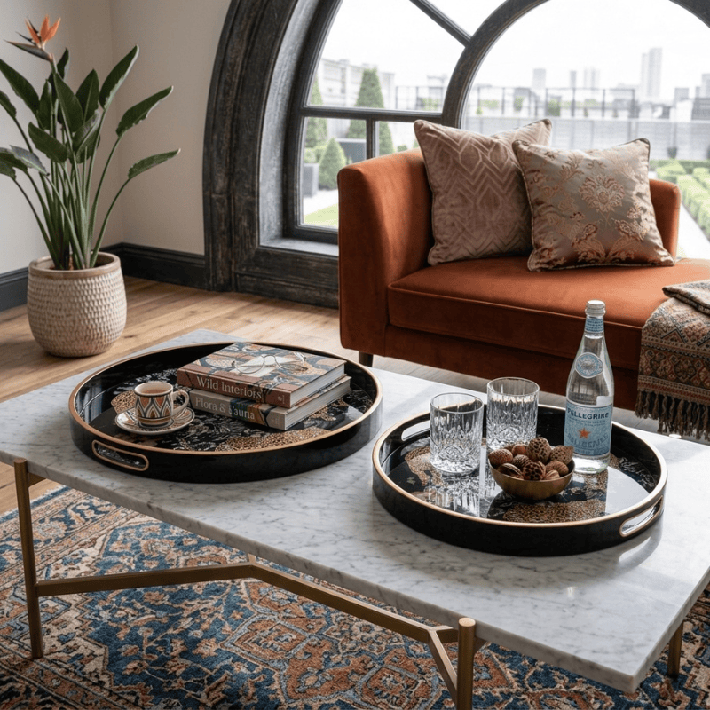Serving Trays Circular Tray Set – Leopard Design