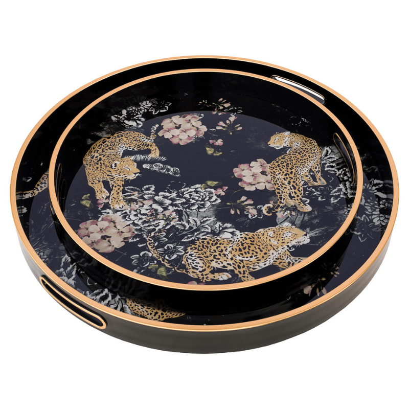 Serving Trays Circular Tray Set – Leopard Design