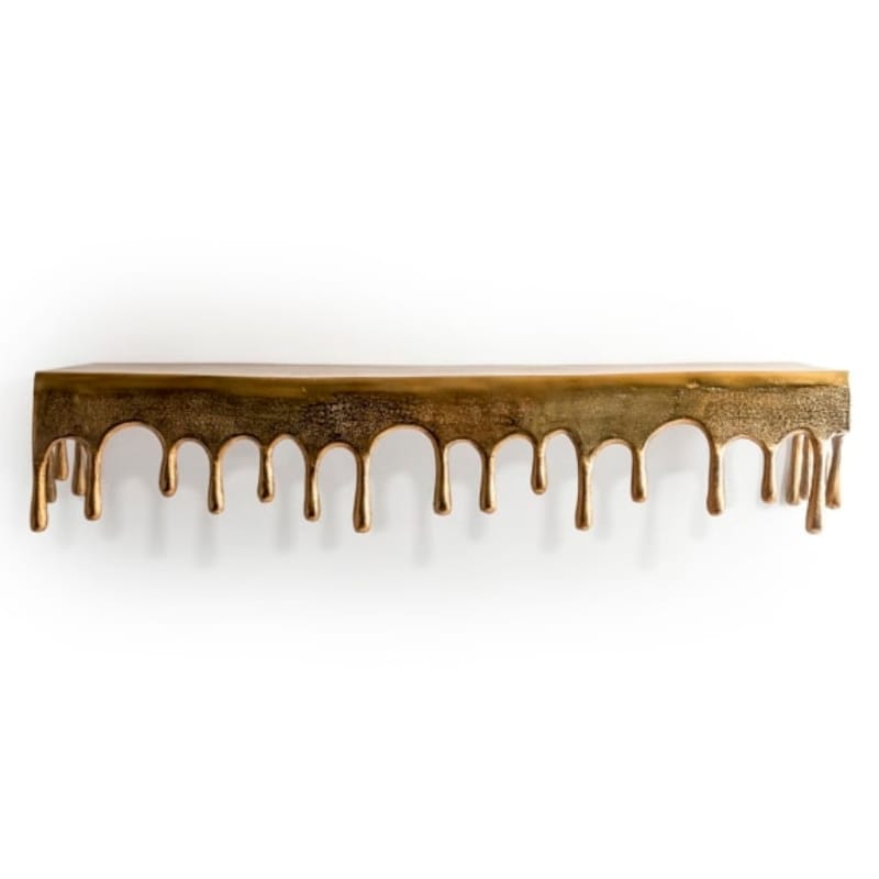 Shelf Unit Gold "Dali" Drip Large Rectangular Aluminium Wall Shelf