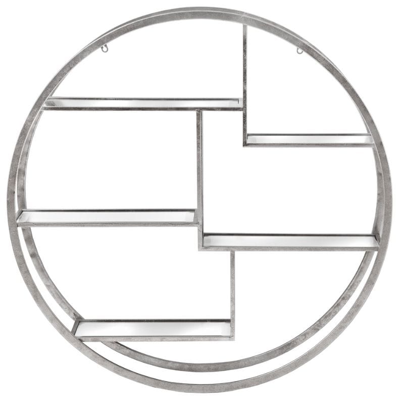 Shelving Unit Large Circular Silver Wall Hanging Multi Shelf