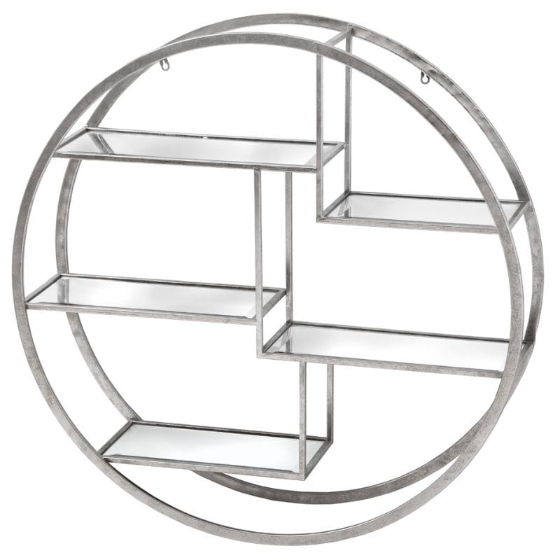 Shelving Unit Large Circular Silver Wall Hanging Multi Shelf