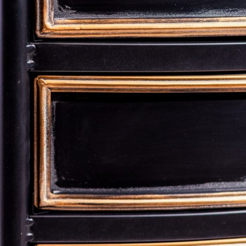 Side Cabinet Black and Antique Gold "Orwell" Door & Drawer Side Cabinet