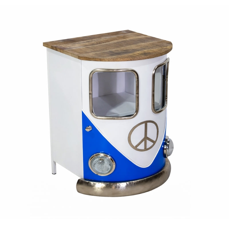 Side Cabinet Blue VW Camper Style Side Table Cabinet – Retro Drinks Storage (Red, Blue or Yellow)
