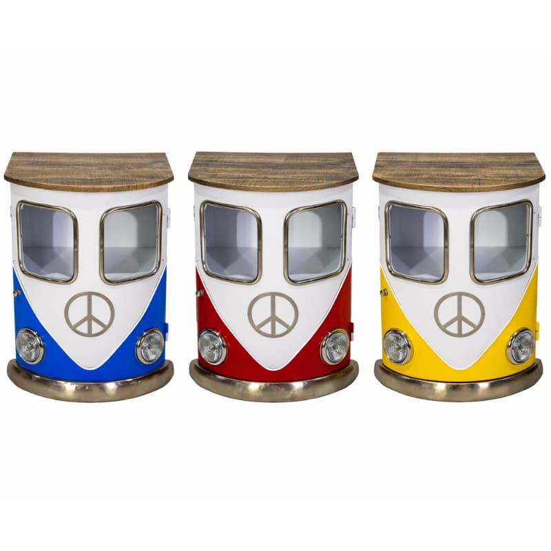 Side Cabinet VW Camper Style Side Table Cabinet – Retro Drinks Storage (Red, Blue or Yellow)