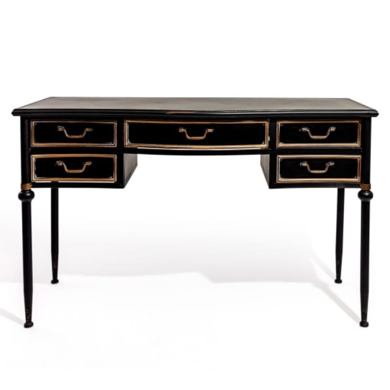 Side Table Antiqued Black Desk/Console with Metal Drawers