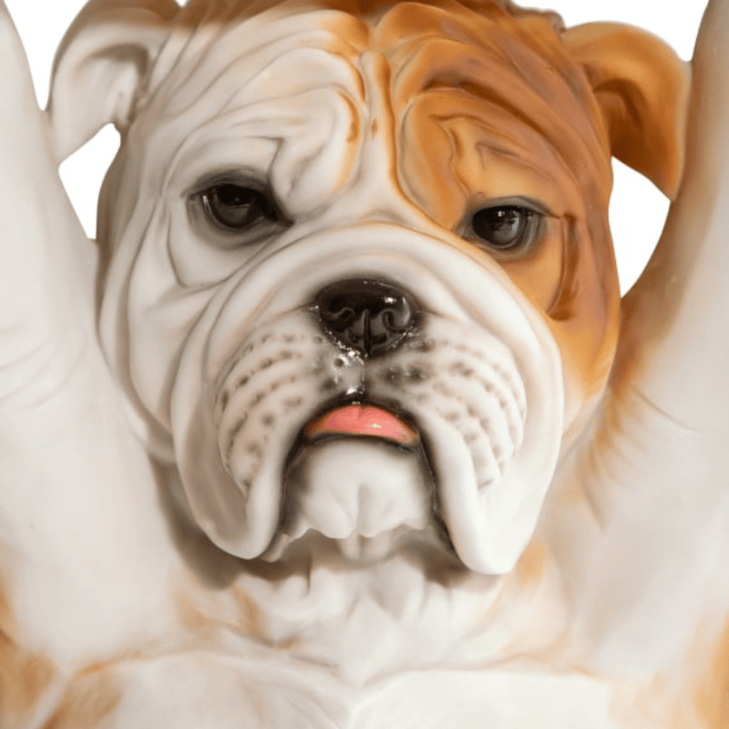 Side Table Bulldog Holding "Trunk Slice" Side Table