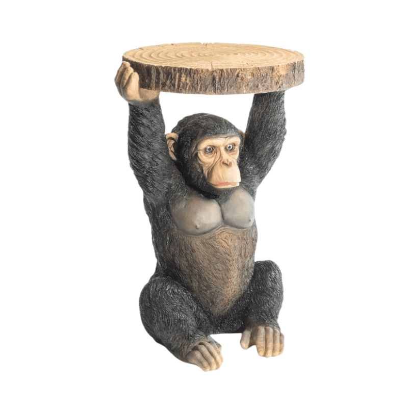 Side Table Chimpanzee Holding "Trunk Slice" Side Table