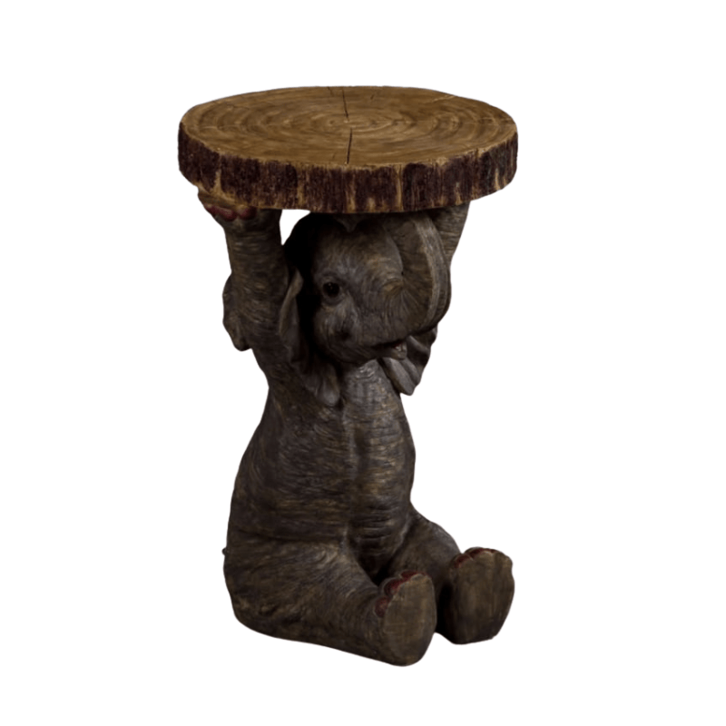 Side Table Elephant Holding "Trunk Slice" Side Table