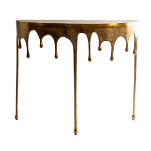 Side Table Gold "Dali" Drip Oval Aluminium Console Table