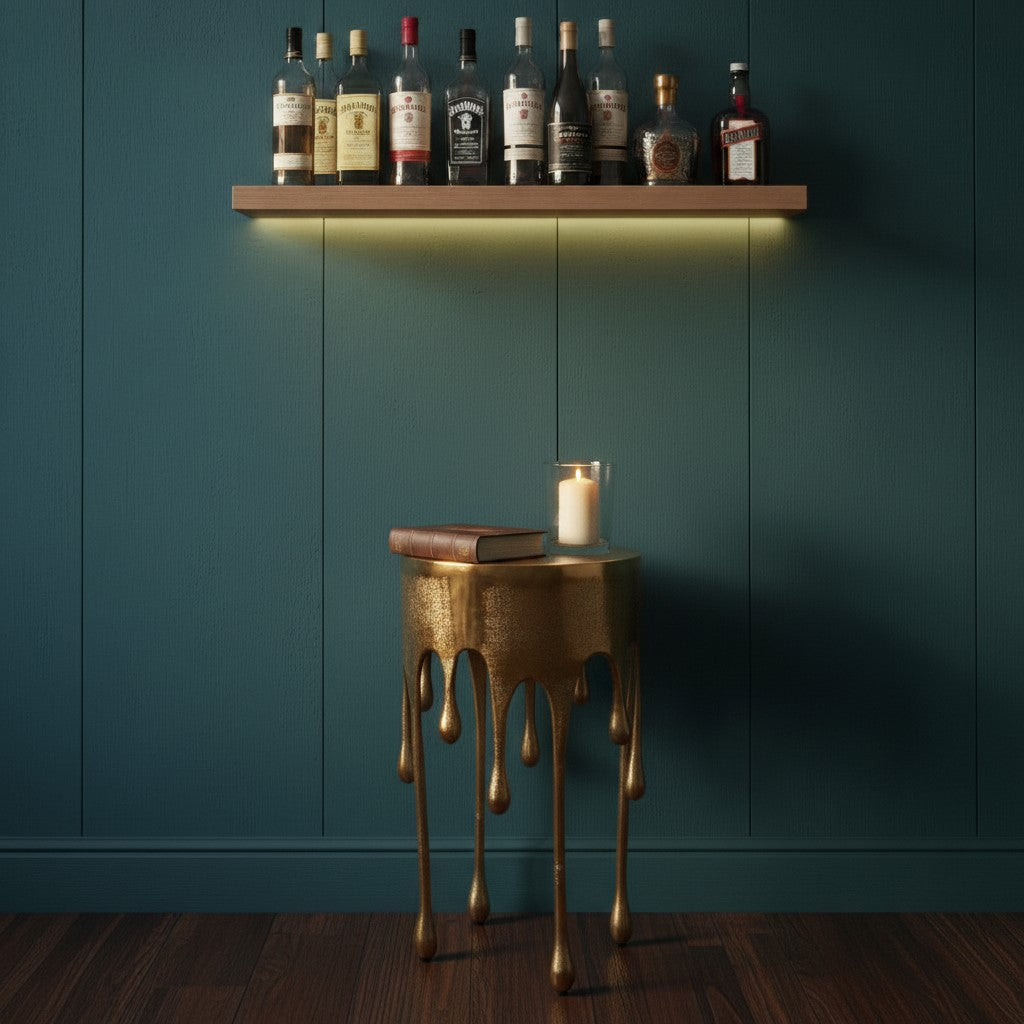 Side Table Gold "Dali" Drip Round Aluminium Side Table