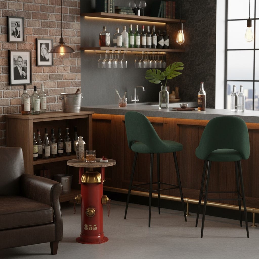 Side Table Heritage Fire Pump Accent Table – Red & Brass