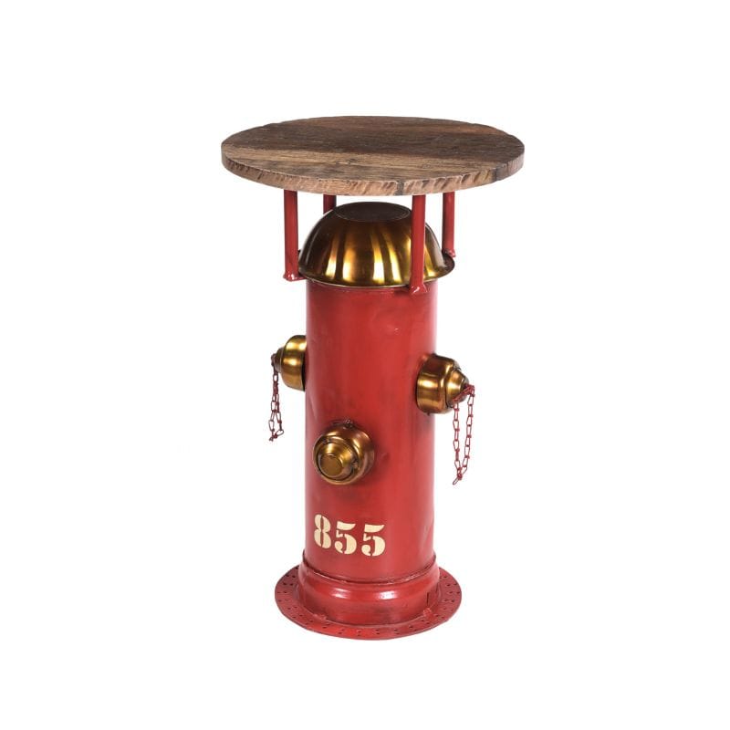 Side Table Heritage Fire Pump Accent Table – Red & Brass