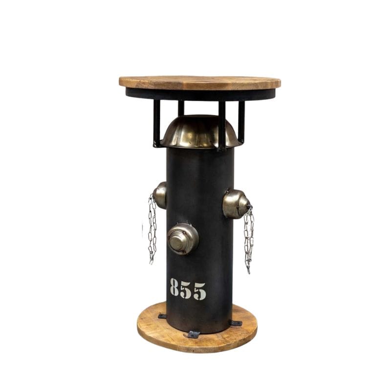 Side Table Industrial Hydrant Accent Table – Mango Wood & Iron