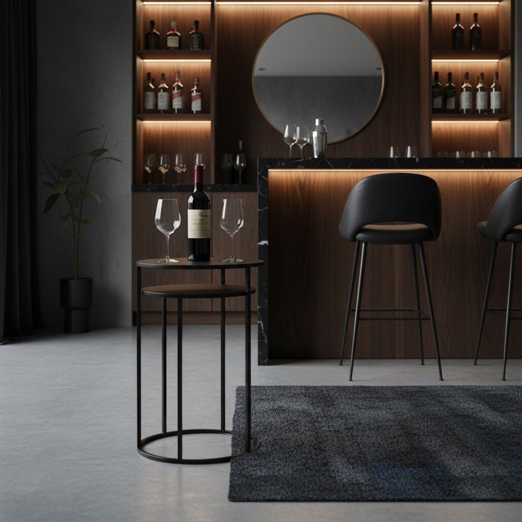 Side Table Nest of 2 Matt Black Metal Side Tables