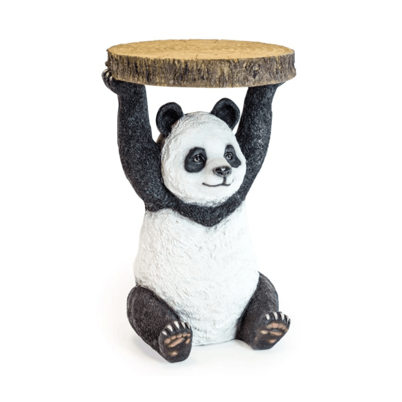 Side Table Panda Holding "Trunk Slice" Side Table