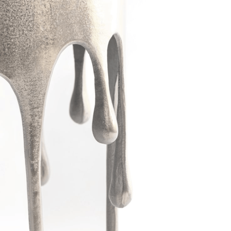 Side Table Raw Nickel "Dali" Drip Round Aluminium Side Table