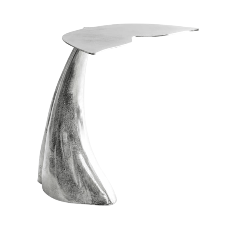 Side Table Raw Nickel Whale Tail Side Table