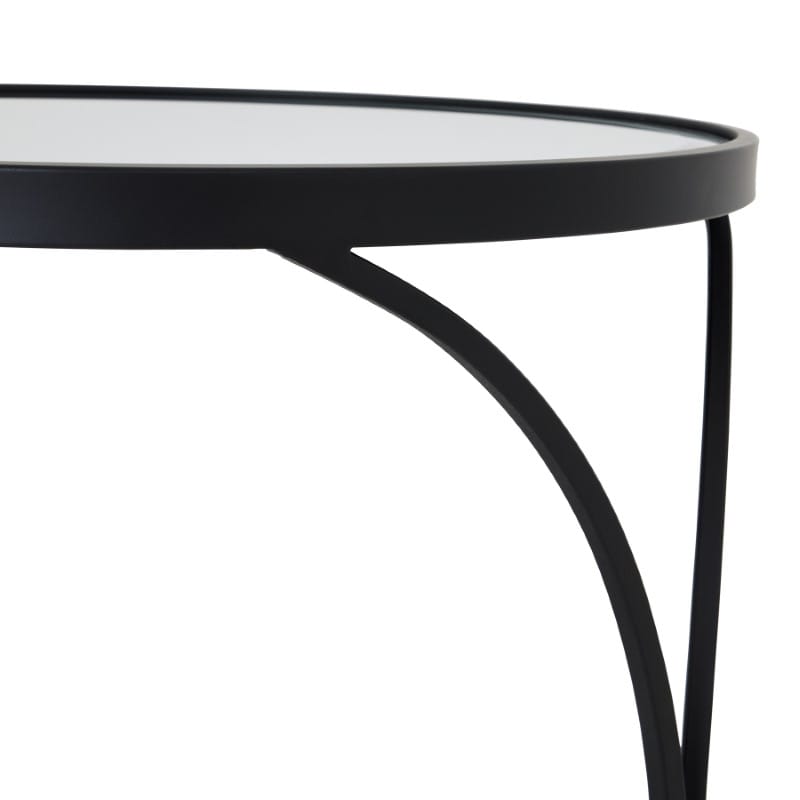 Side Tables Concaved Set Of Two Black Mirrored Side Tables