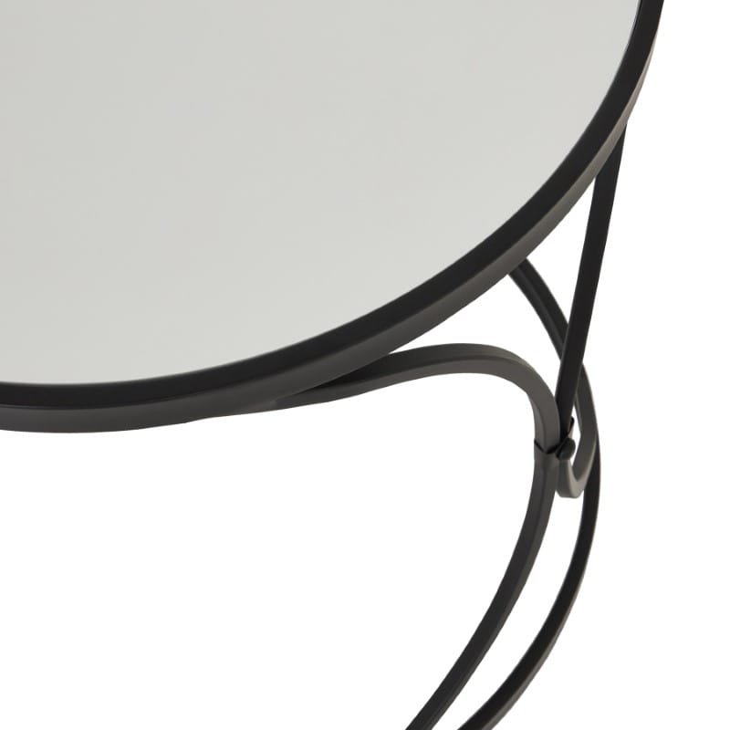 Side Tables Concaved Set Of Two Black Mirrored Side Tables