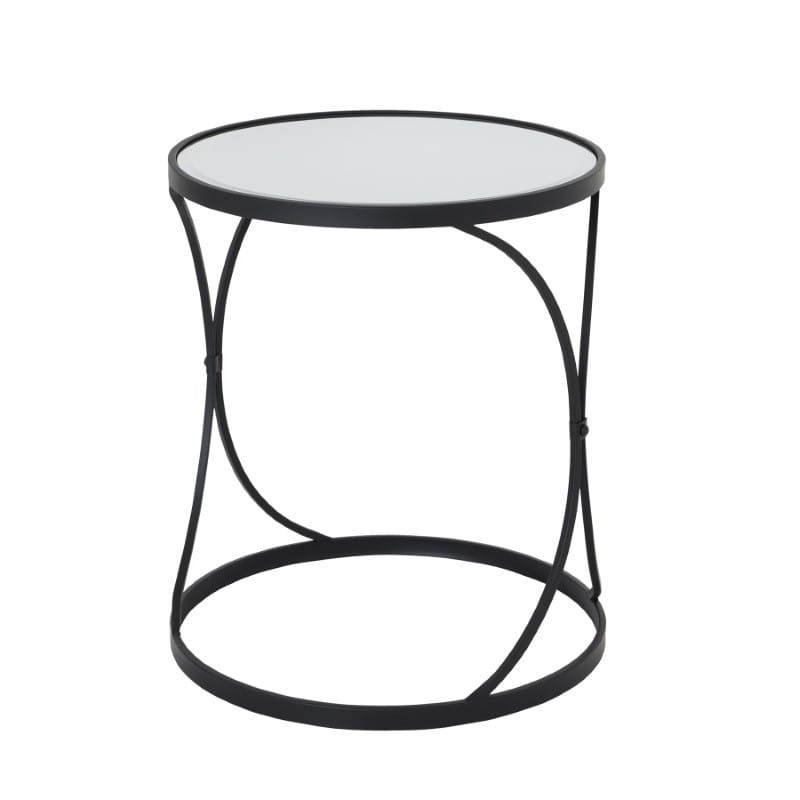 Side Tables Concaved Set Of Two Black Mirrored Side Tables