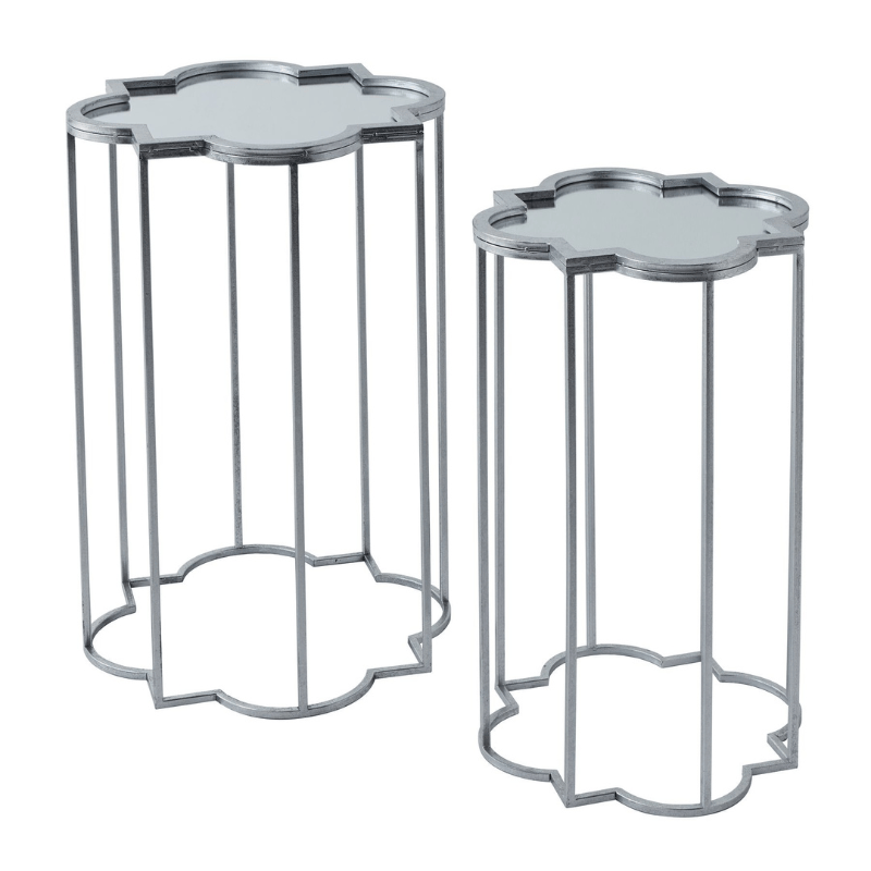 Side Tables Quarter Foil Mirrored Set Of Two Side Tables