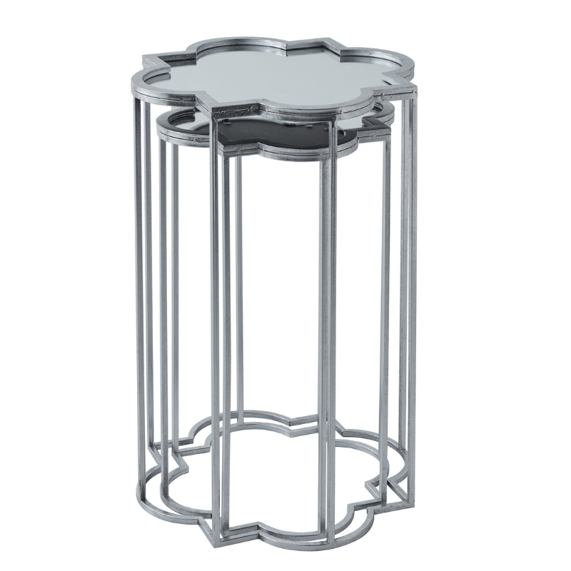 Side Tables Quarter Foil Mirrored Set Of Two Side Tables