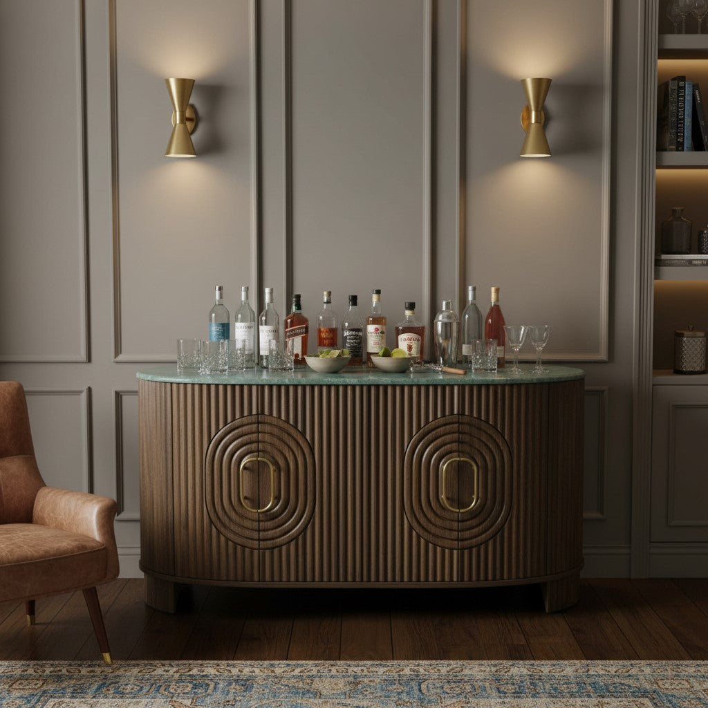 Sideboard Angari Wooden 4 Door Marble Top Side Board