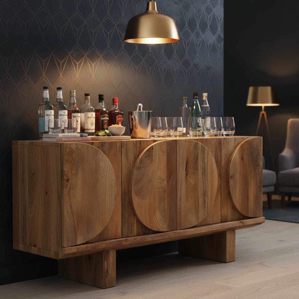 Sideboard Barli Wooden Oval Design 4 Door Side Board