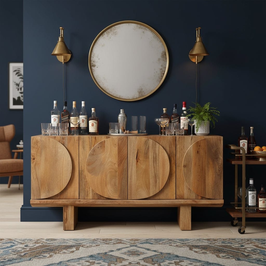 Sideboard Barli Wooden Oval Design 4 Door Side Board